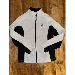 Spyder womens Full Zip Fleece Jacket Gray Black Waffle Knit Performance Medium